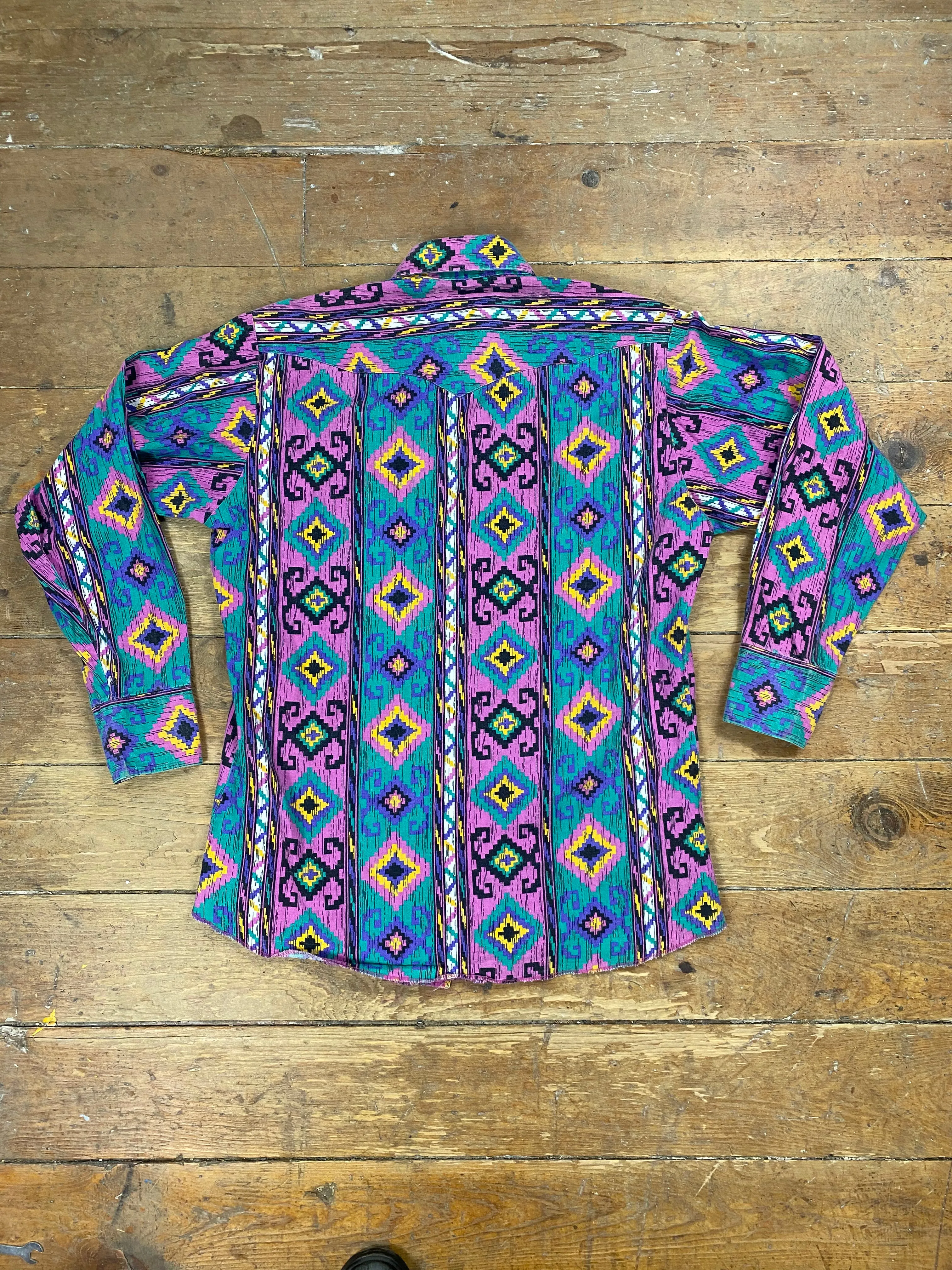 1980s Vibrant Patterned Button Up Shirt by Panhandle Slim