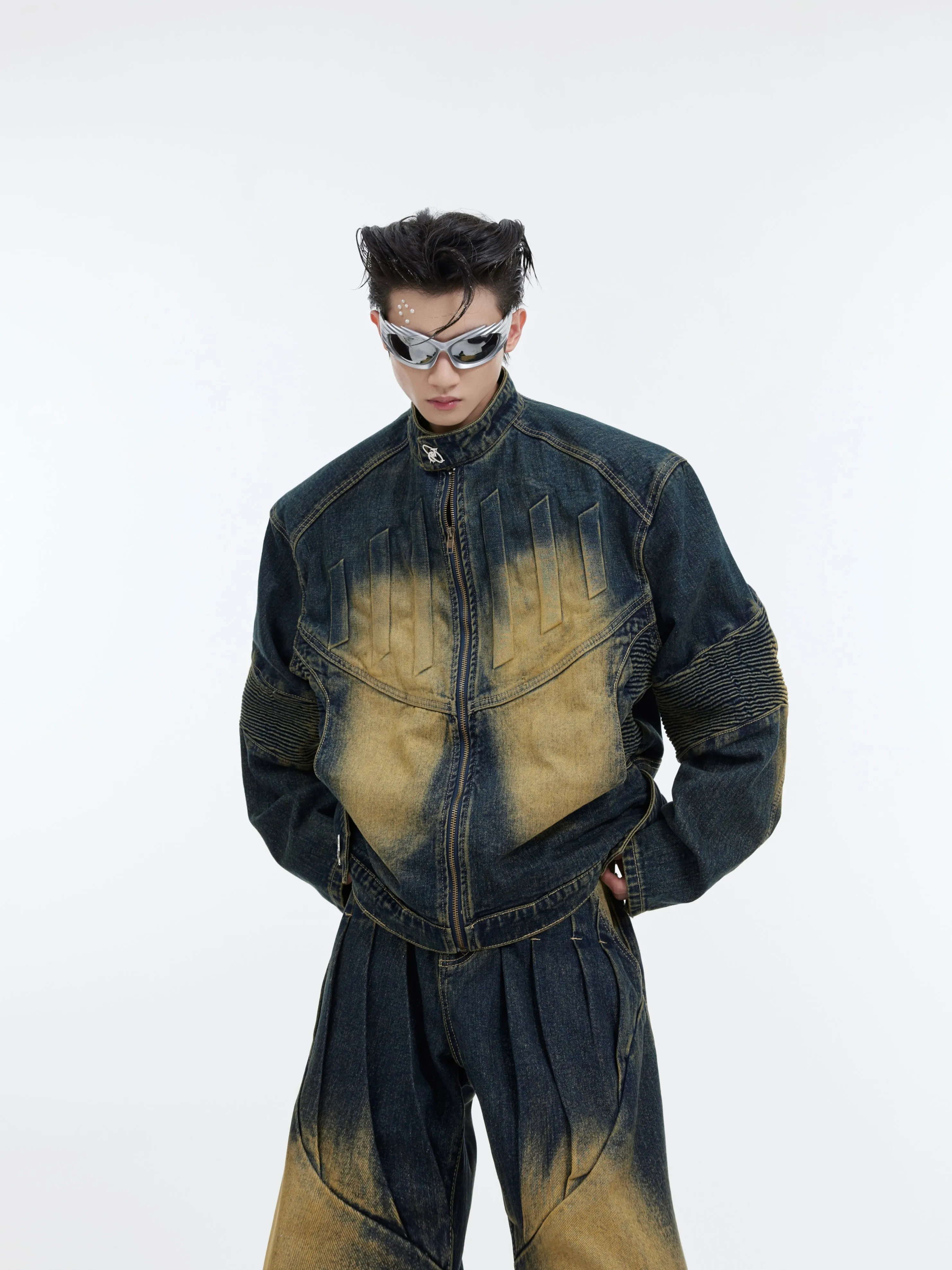 【24s January.】3D Relief Design Deconstructed Denim Suit