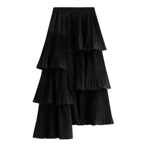 Asymmetrical Minimalist Skirts For Women High Waist Ruffles Irregular Temperament Skirt Female Fashion Clothing New