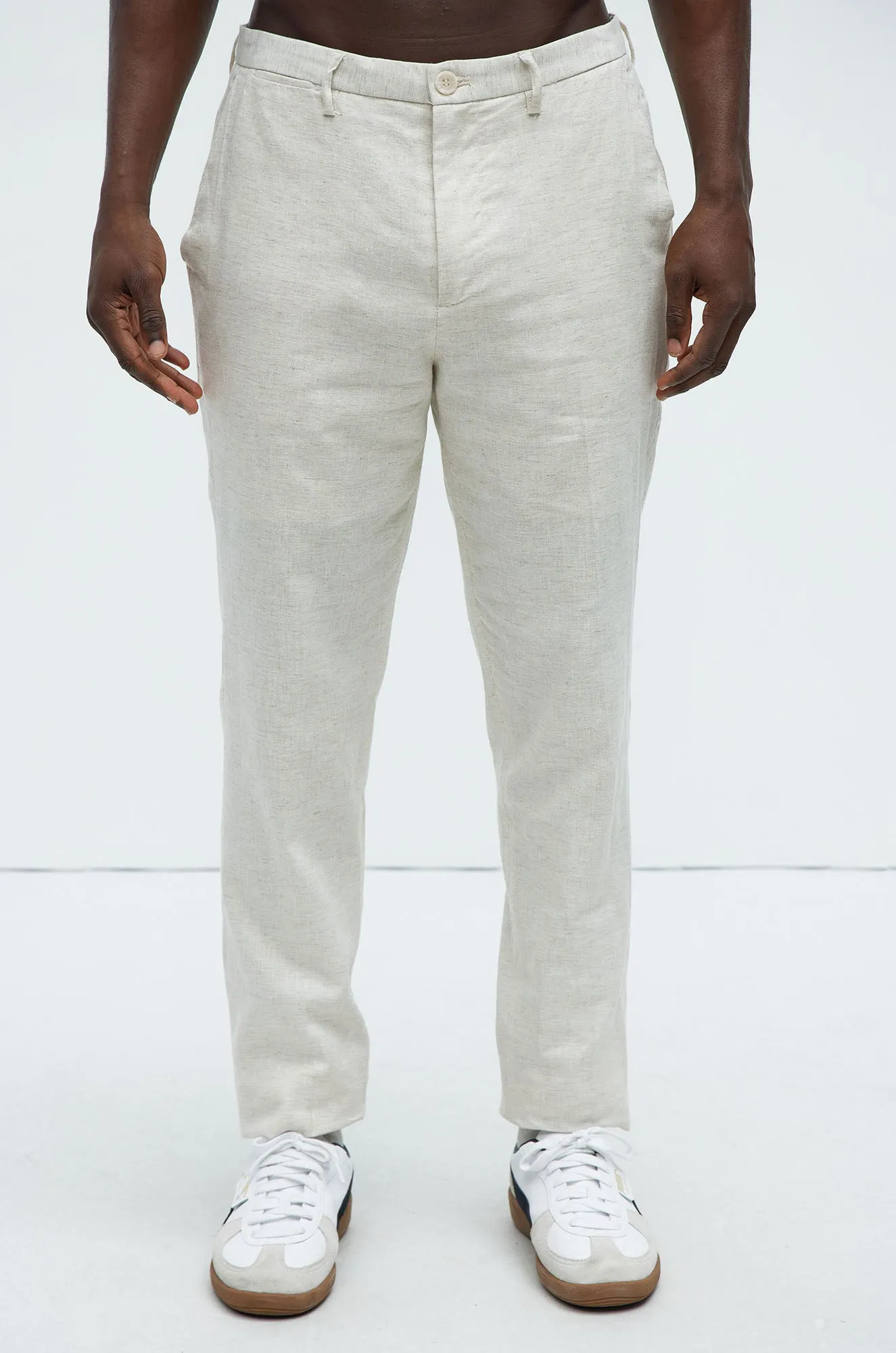 Bahamas Straight Linen Trousers - Oatmeal