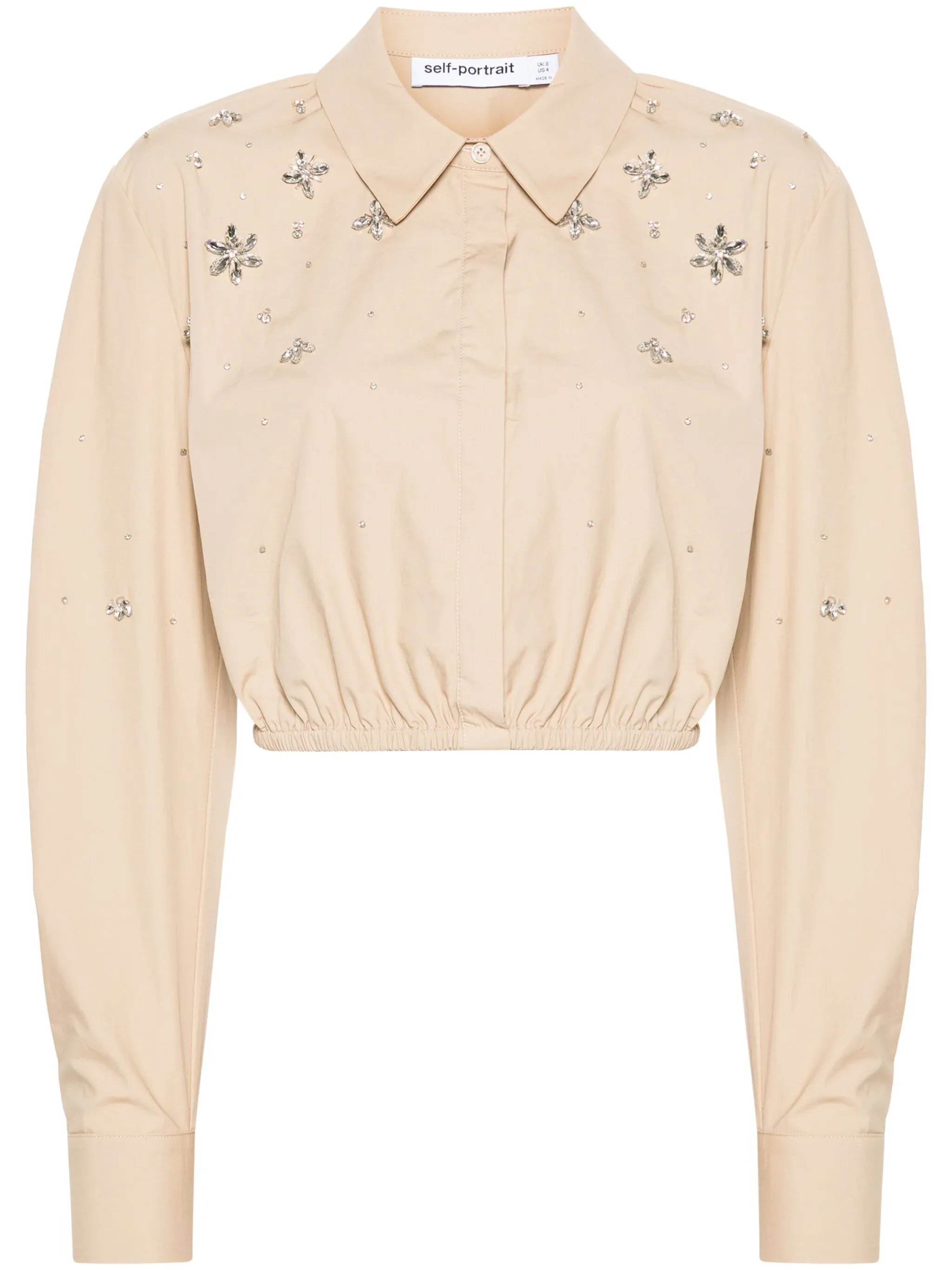 Beige Cotton Embellished Top