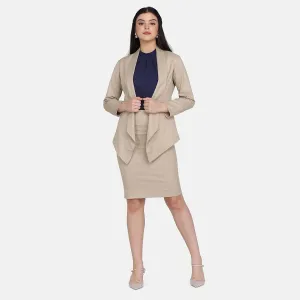 Beige Formal  Cotton Skirt Suits for Women