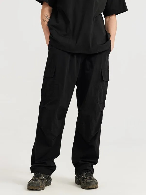 Black Straight Leg Cargo Pants