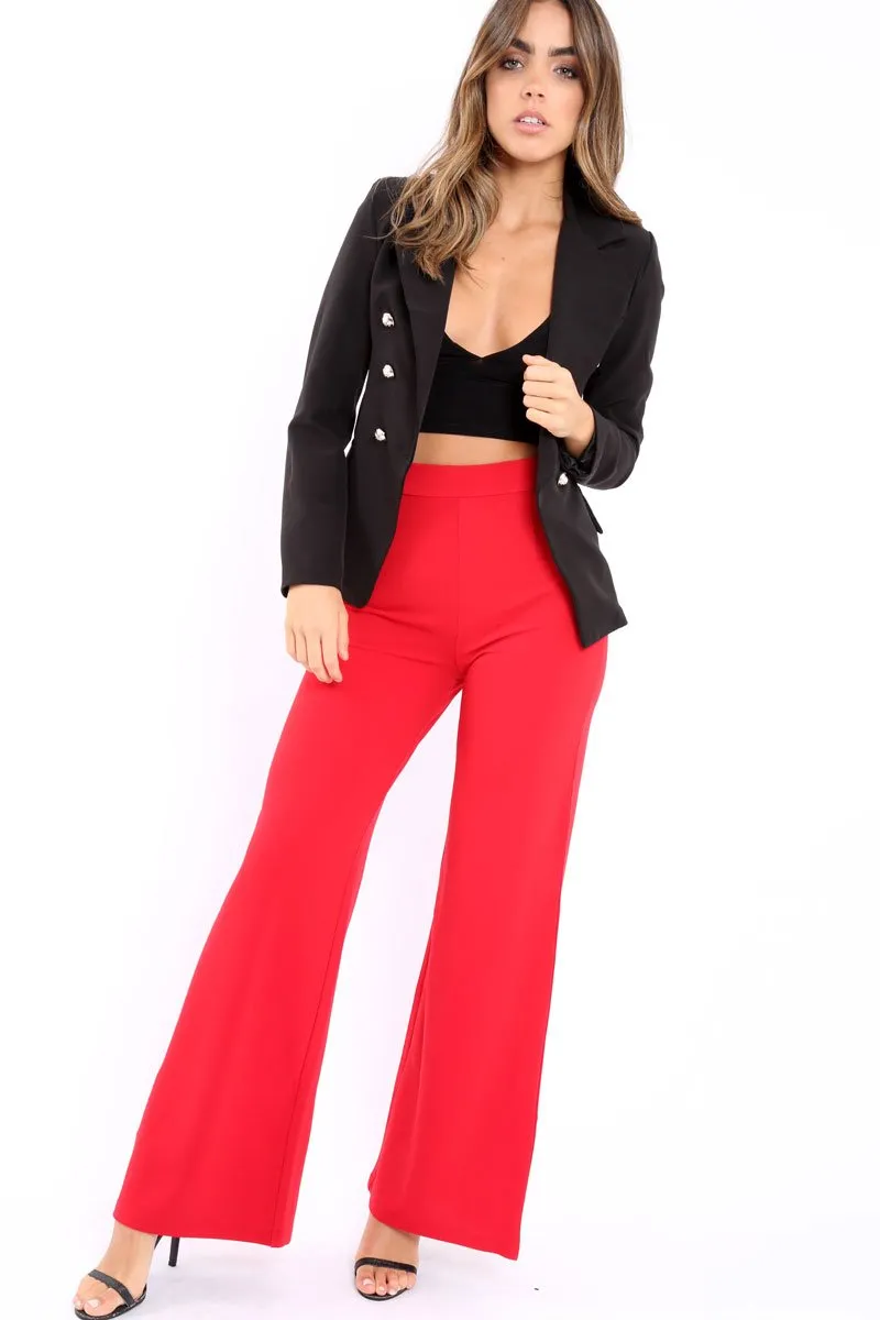 Black Tailored Blazer with Silver Button Detailing - Rhetta