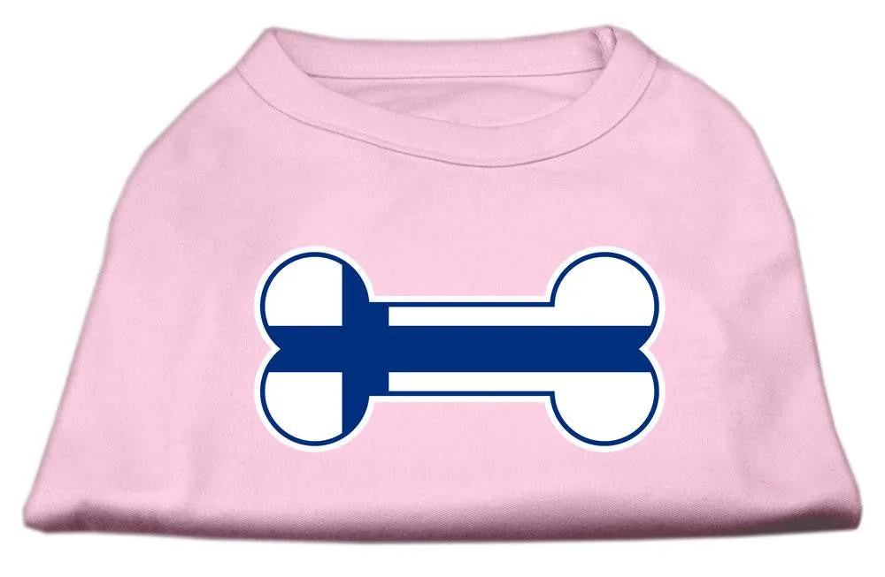 Bone Shaped Finland Flag Screen Print Shirts Light Pink S (10)