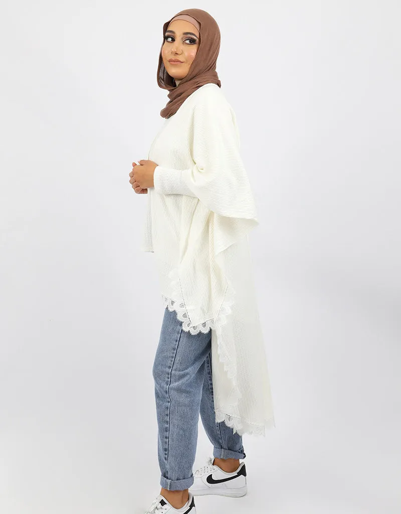 Bubble Lace Trim Cardigan