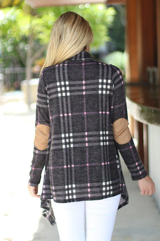 Charcoal Plaid Cardigan