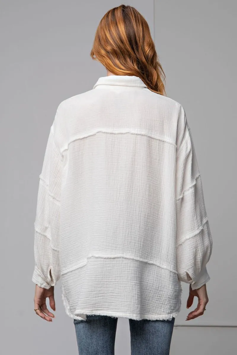 Cotton gauze loose fit shirt