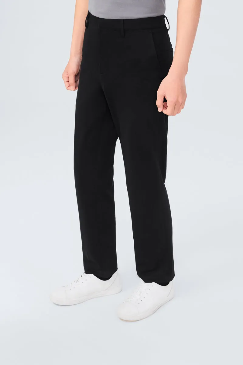 CottonSTRETCH Lightweight Knit Smart Pants | Black BKFD01