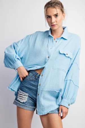 curvy COTTON GAUZE LOOSE FIT SHIRT