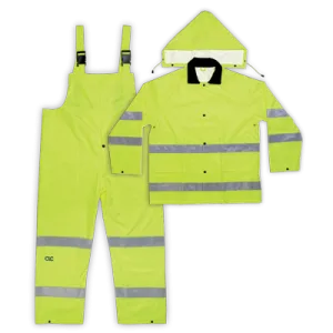 Custom Leathercraft 3 Piece Hi-Viz® Ansi Class 3 Polyester Rain Suit 3XL