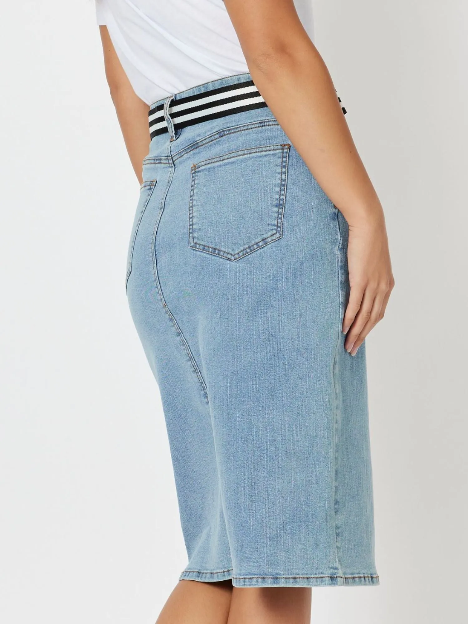 Denim Midi Skirt - Denim