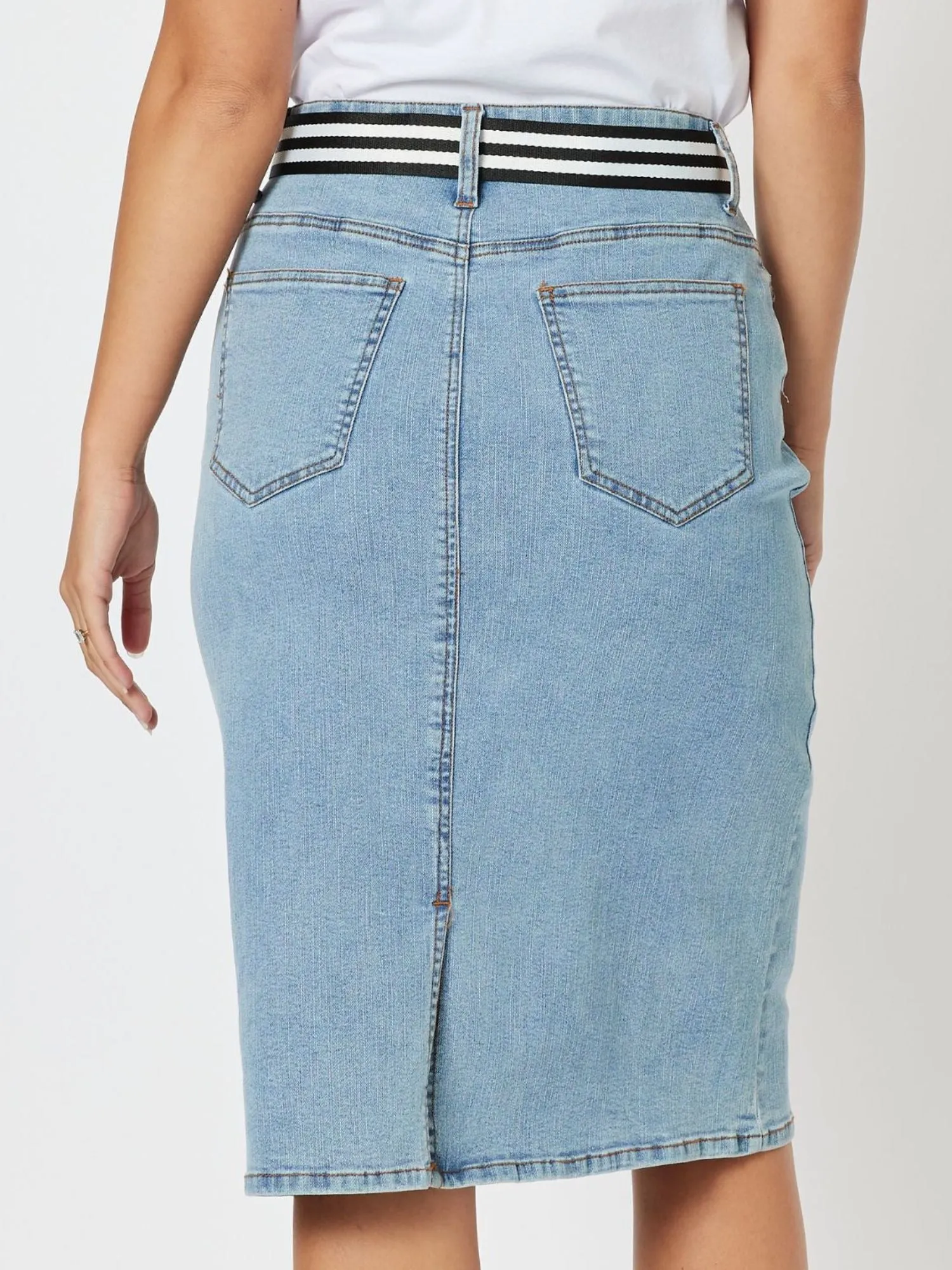 Denim Midi Skirt - Denim