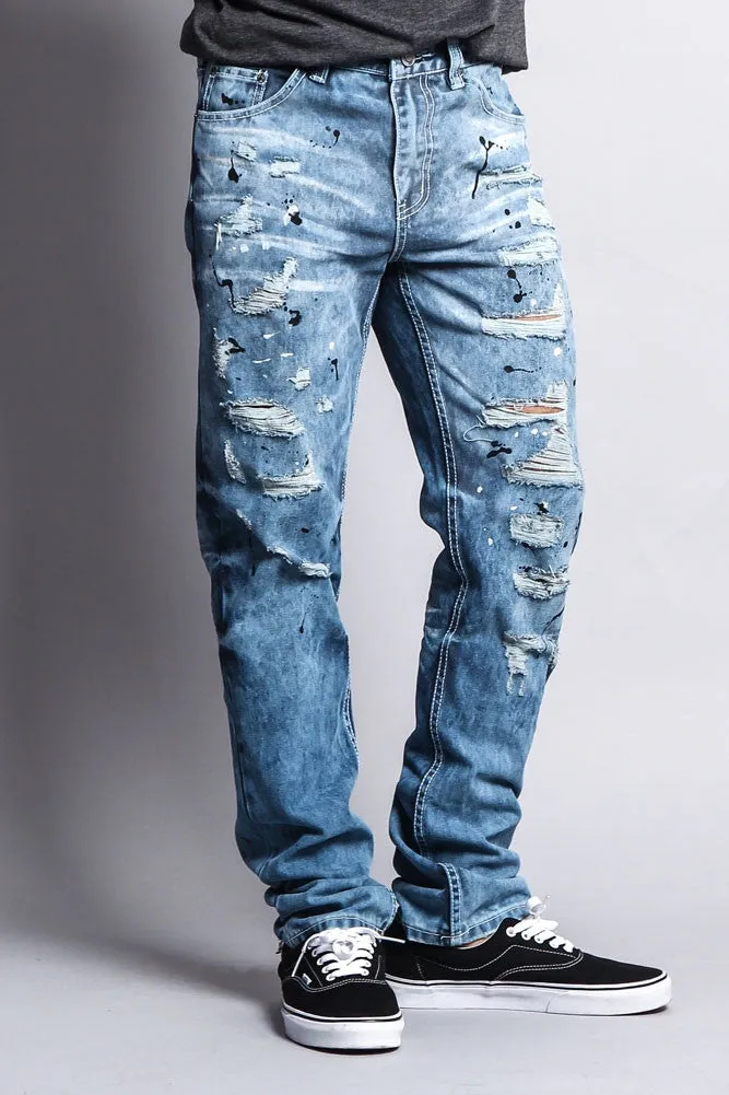 Distressed Wash Slim Jeans