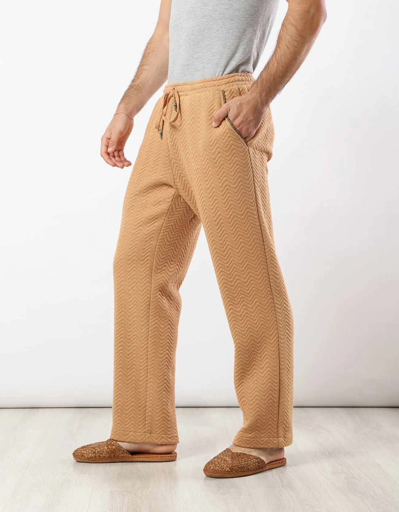 Drawstring quilted pants with pockets