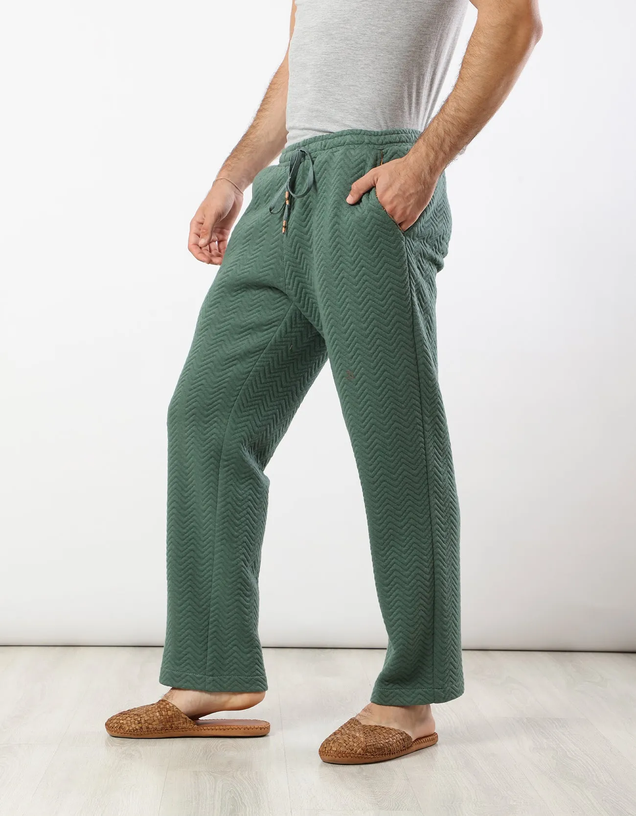 Drawstring quilted pants with pockets