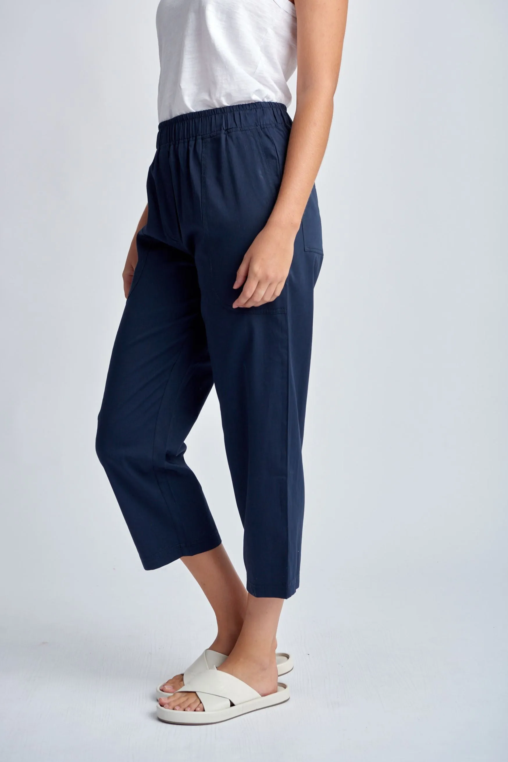 Front Pocket Cotton Pants Navy