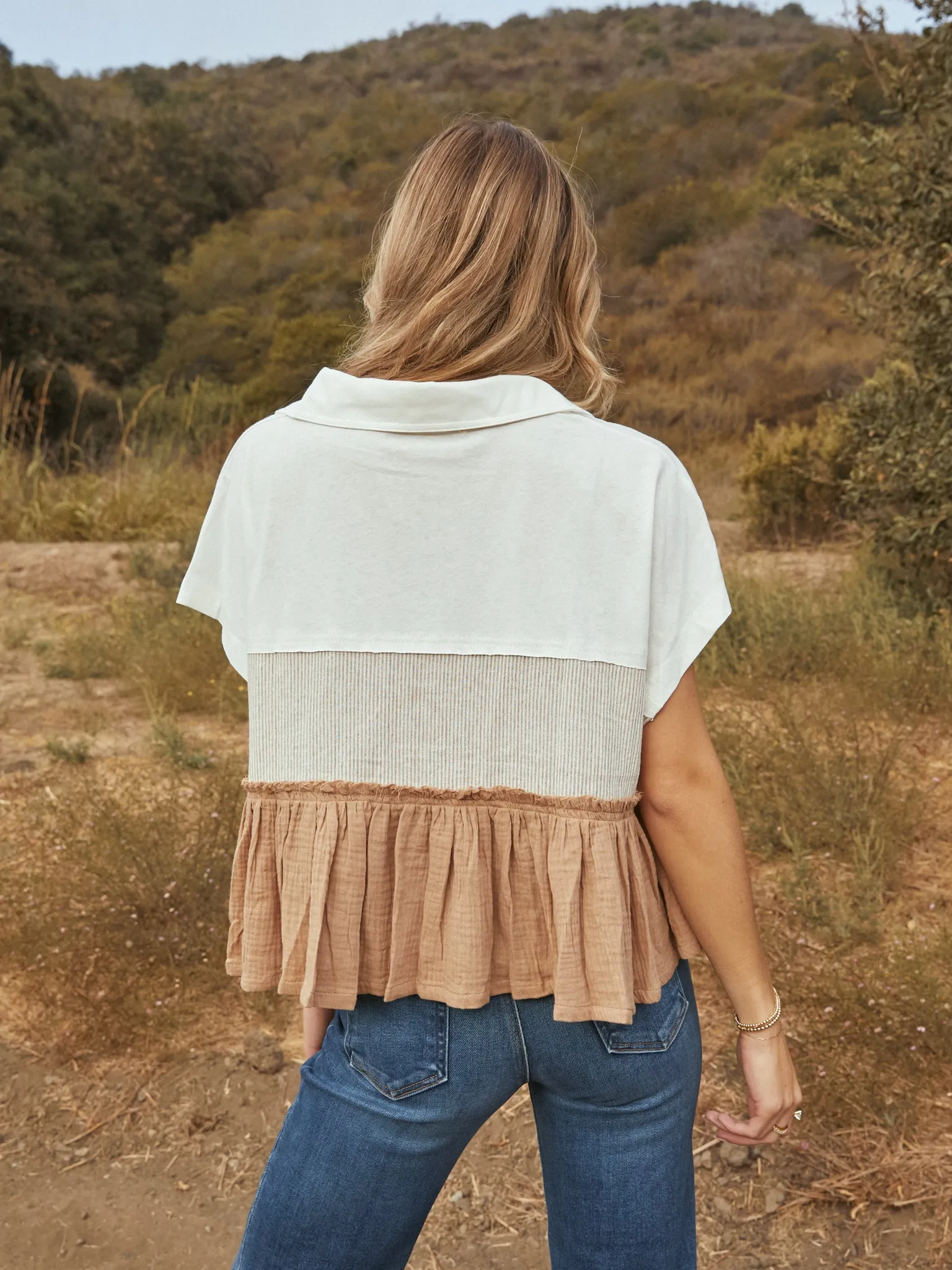 Grasslands Tiered Button Up Top