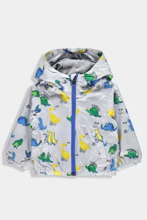 Grey Dinosaur Print Baby Boy Windbreaker