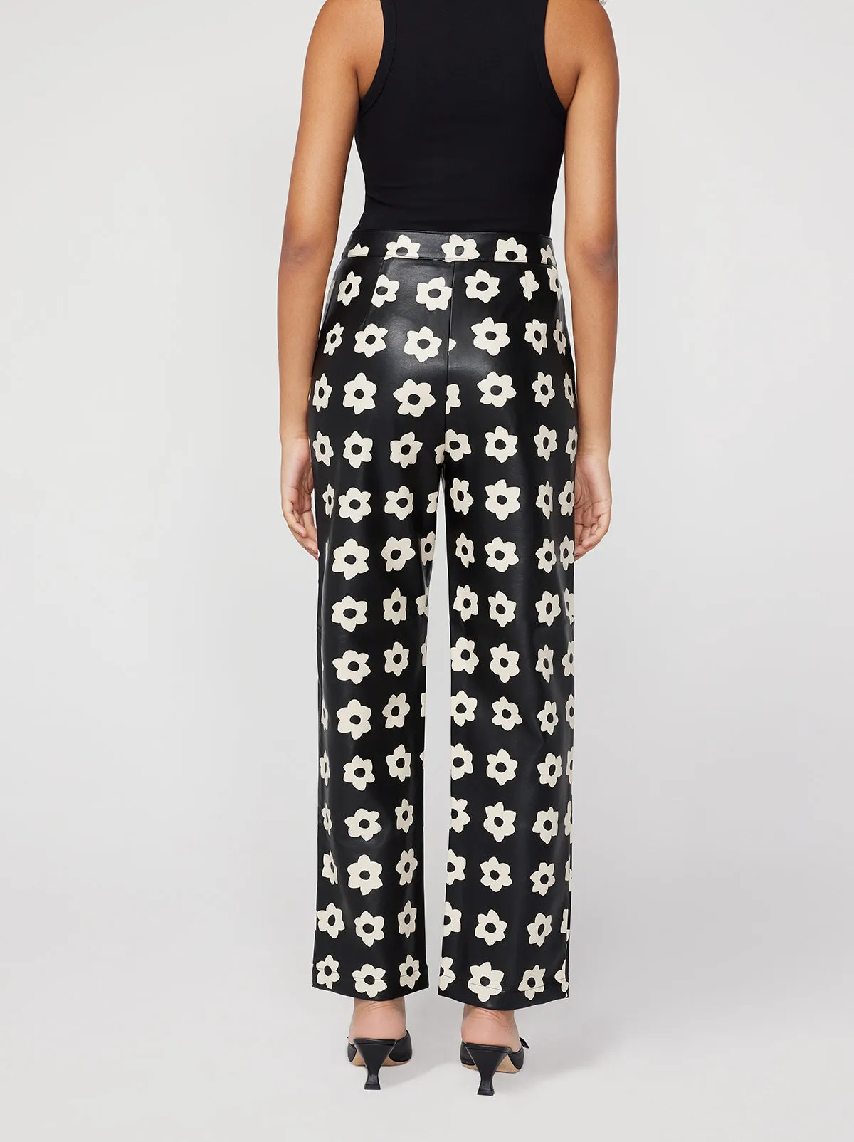 Janice Black Tiled Floral Trousers