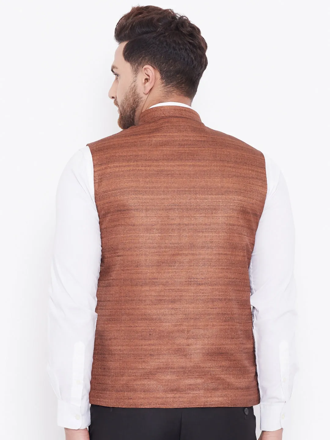 Jashvi Coffee Brown Baap Beta Ethnic Jacket Set