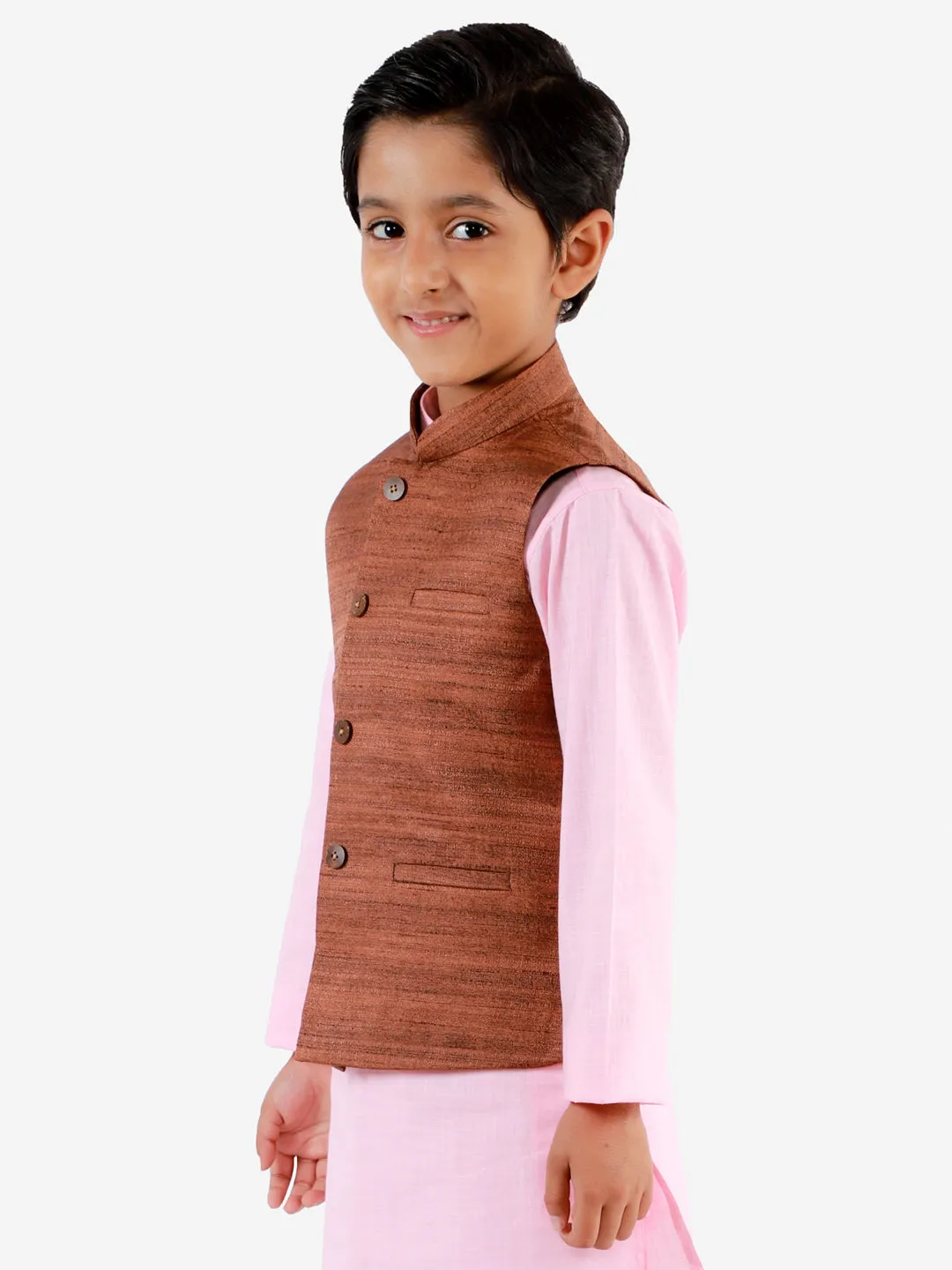 Jashvi Coffee Brown Baap Beta Ethnic Jacket Set