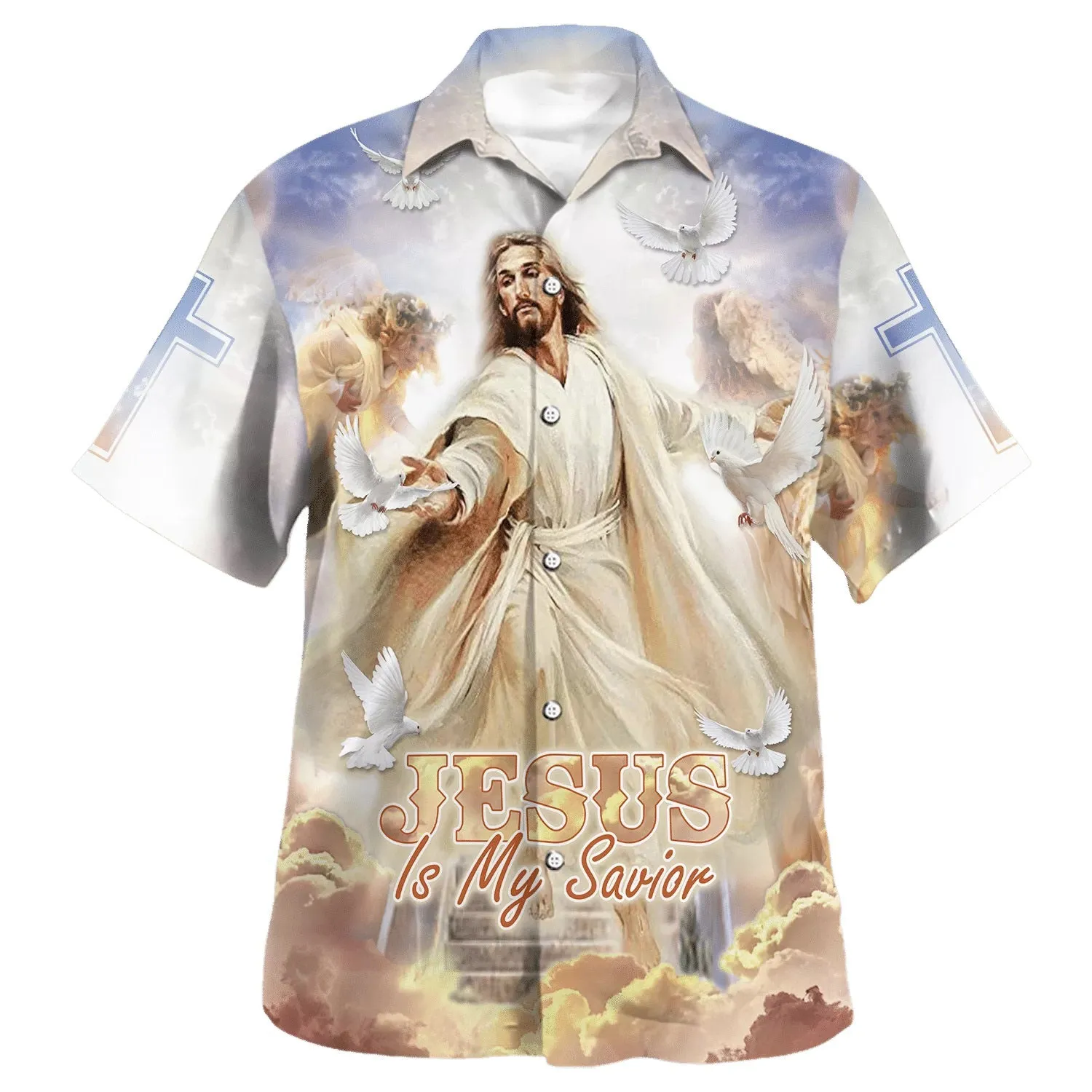 Jesus Stretched Out His Hand Hawaiian Shirt - Jesus Is My Savior Hawaiian Shirts - Christian Hawaiian Shirt - Jesus Hawaiian Shirts