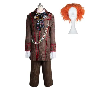 Johnny Depp Jacket Pants Tie 6 pcs Mad Hatter Outfits Cosplay Costume Halloween Suit