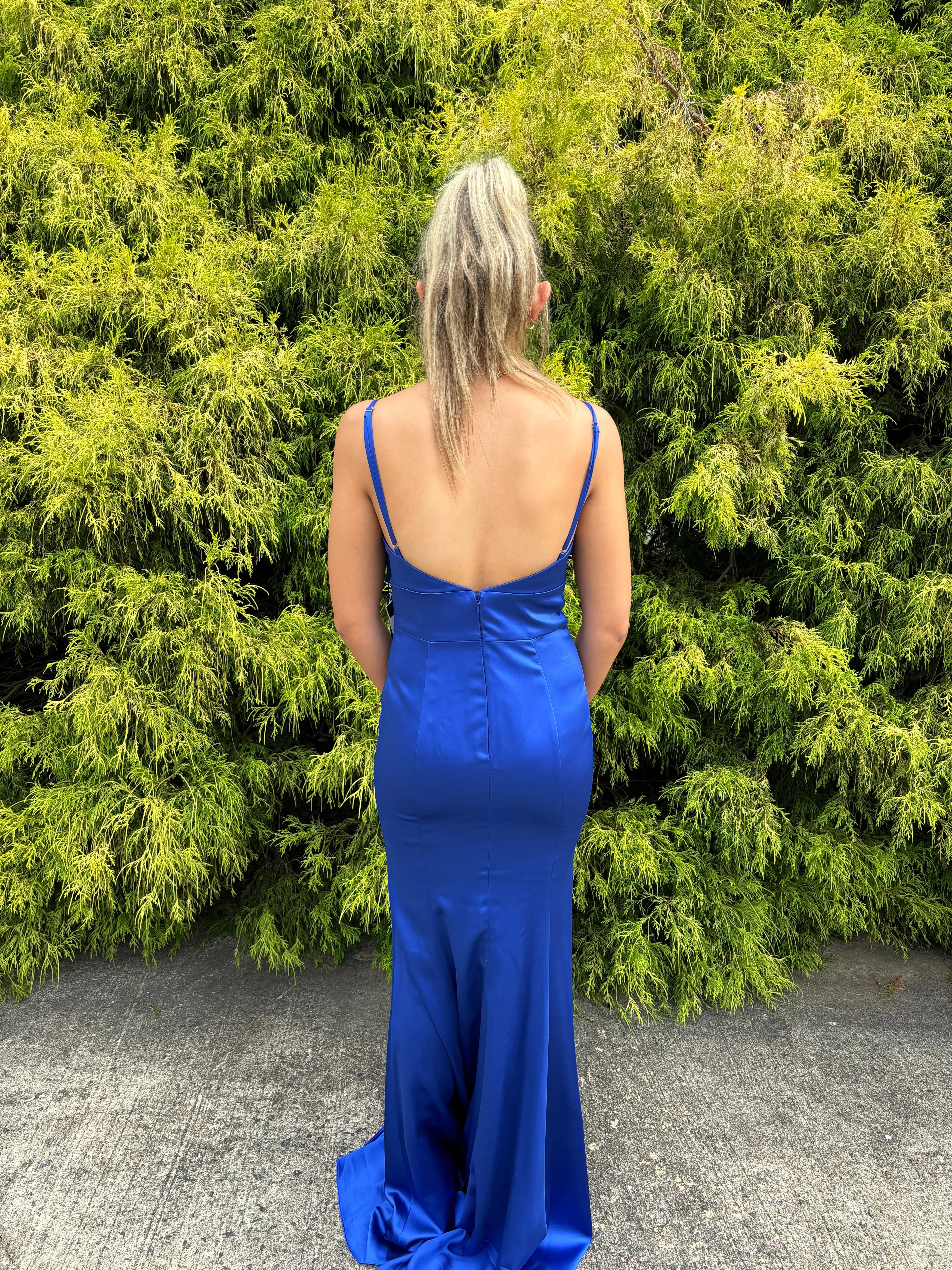 JVN by Jovani 08595 Royal Blue Satin Dress