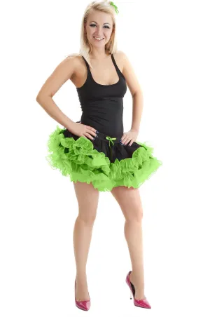 Ladies Girls 2 Layers Black Green Short Ruffle TuTu Skirt Hen Night Party Costume