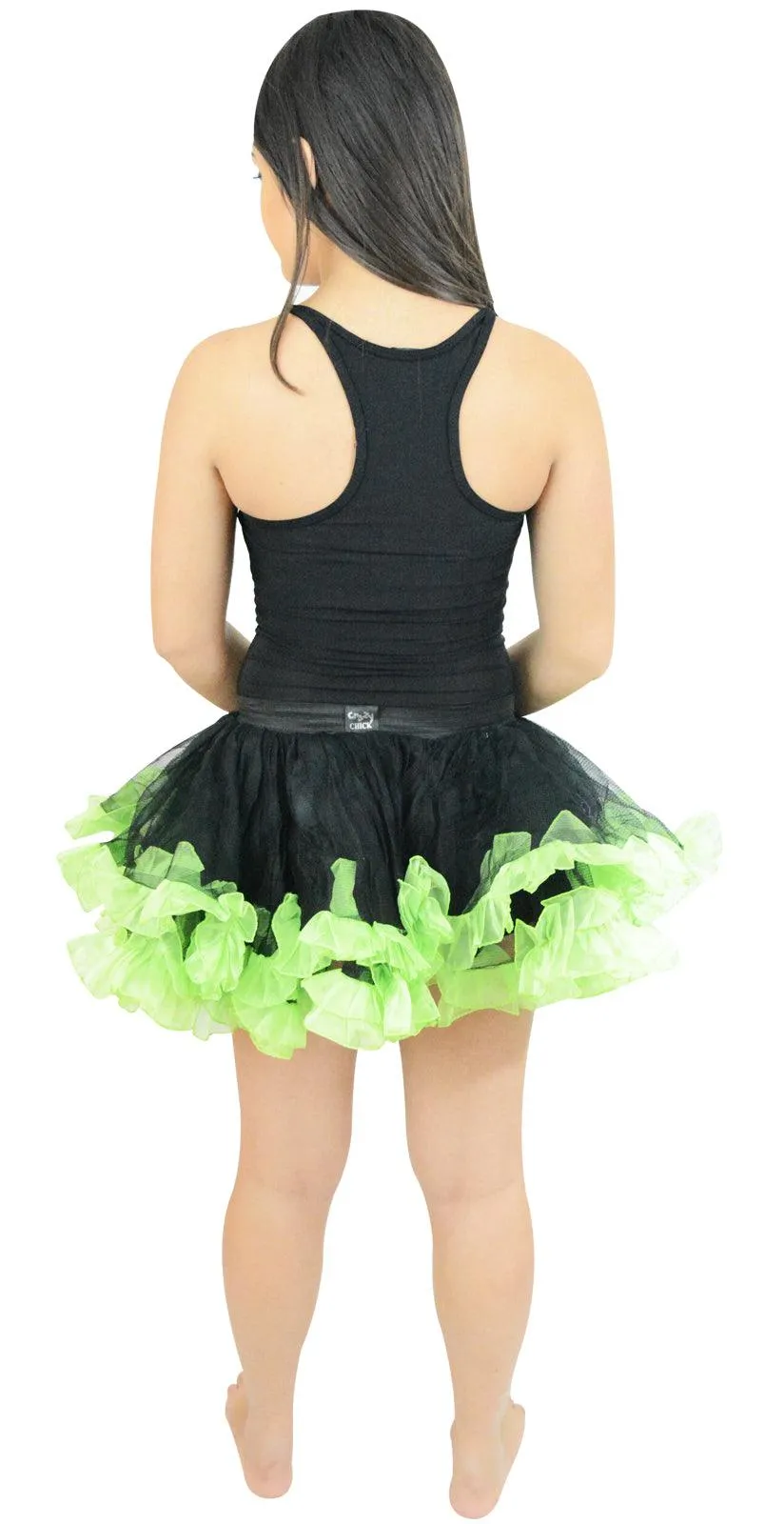 Ladies Girls 2 Layers Black Green Short Ruffle TuTu Skirt Hen Night Party Costume