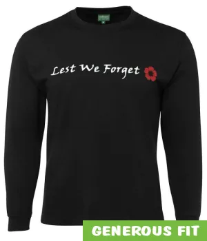 Lest We Forget (Red Poppy) Longsleeve T-Shirt (Black)