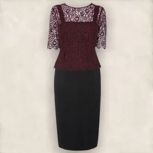 L.K. Bennett Isolde Peplum Dress, Cherry / Black UK 12 US 8 EU 40