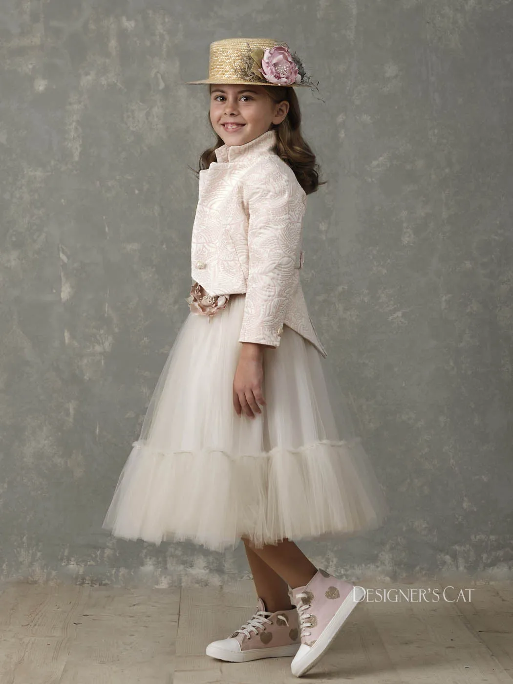 Long tulle Skirt for girl beige - OCEANIS