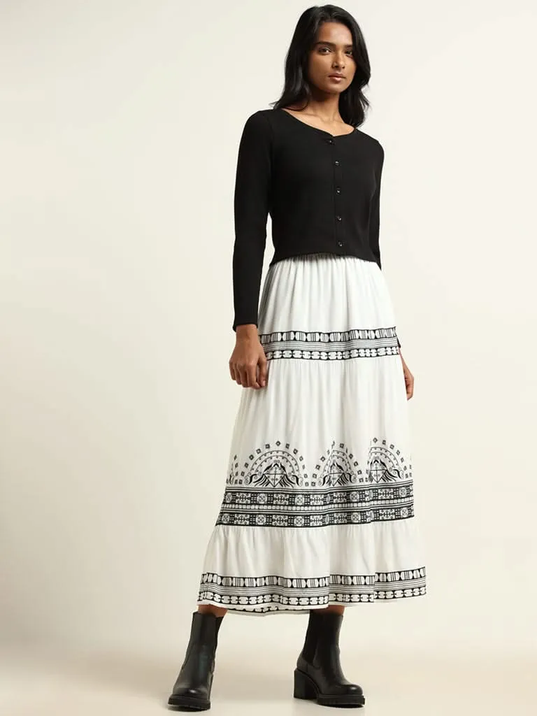 LOV Black & White Printed Skirt