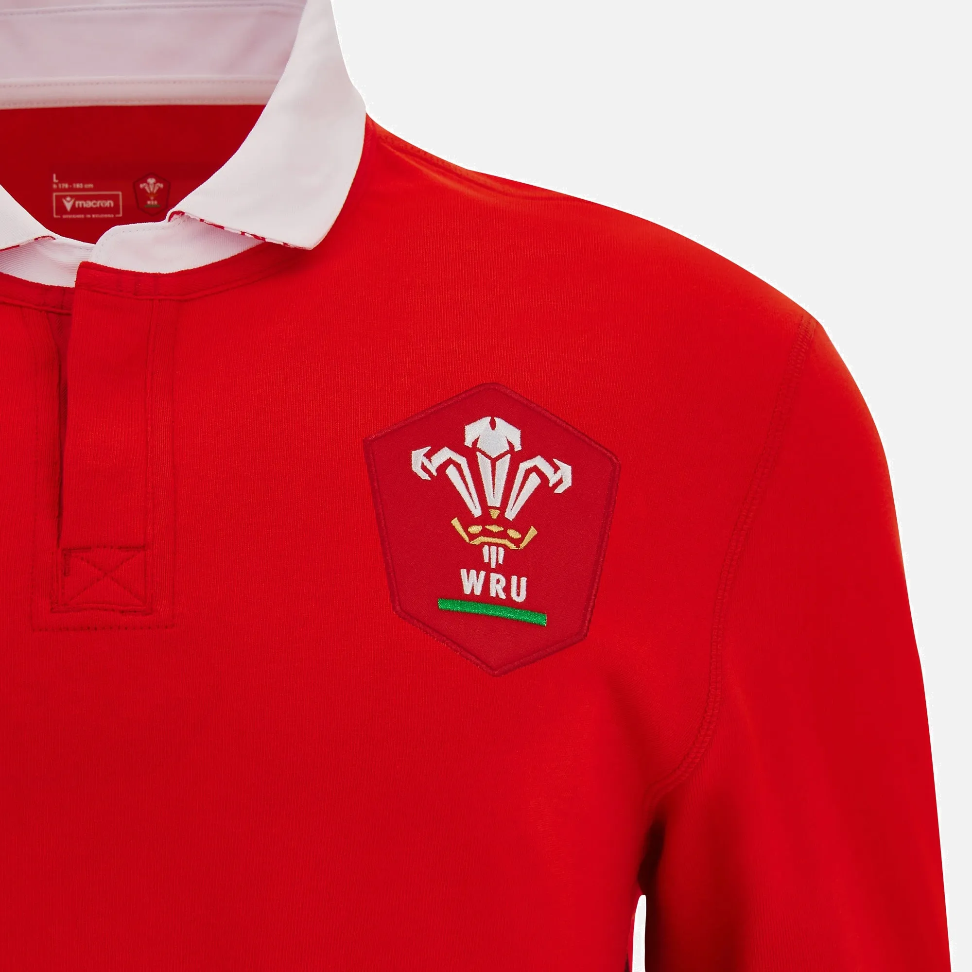 Macron Wales Mens WRU 23/24 6 Nations Cotton Home Rugby Shirt