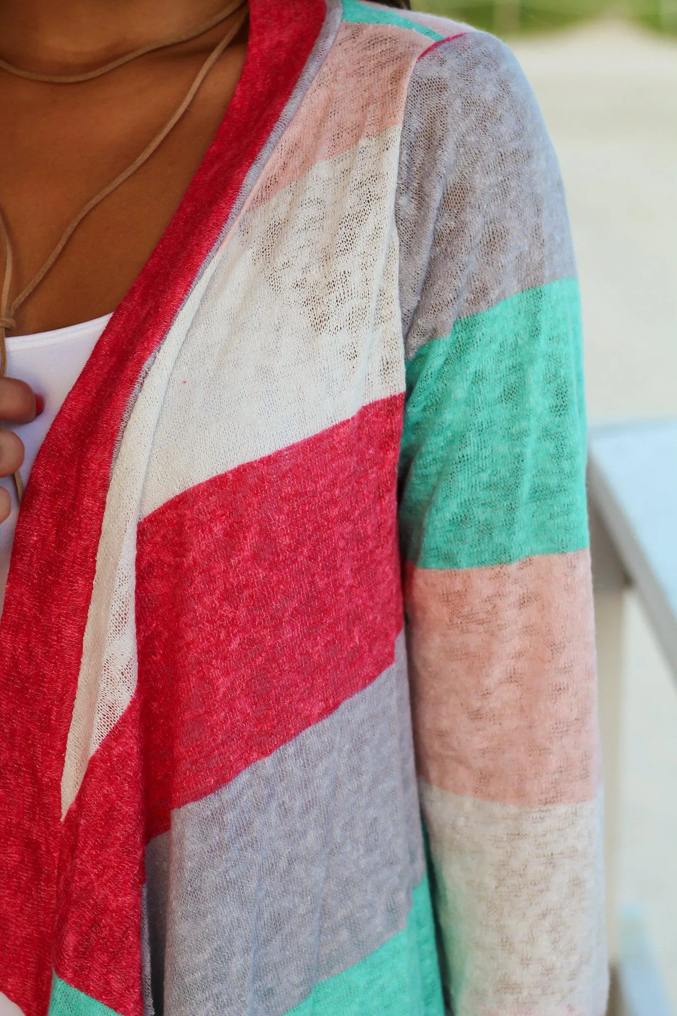 Mint and Coral Cardigan