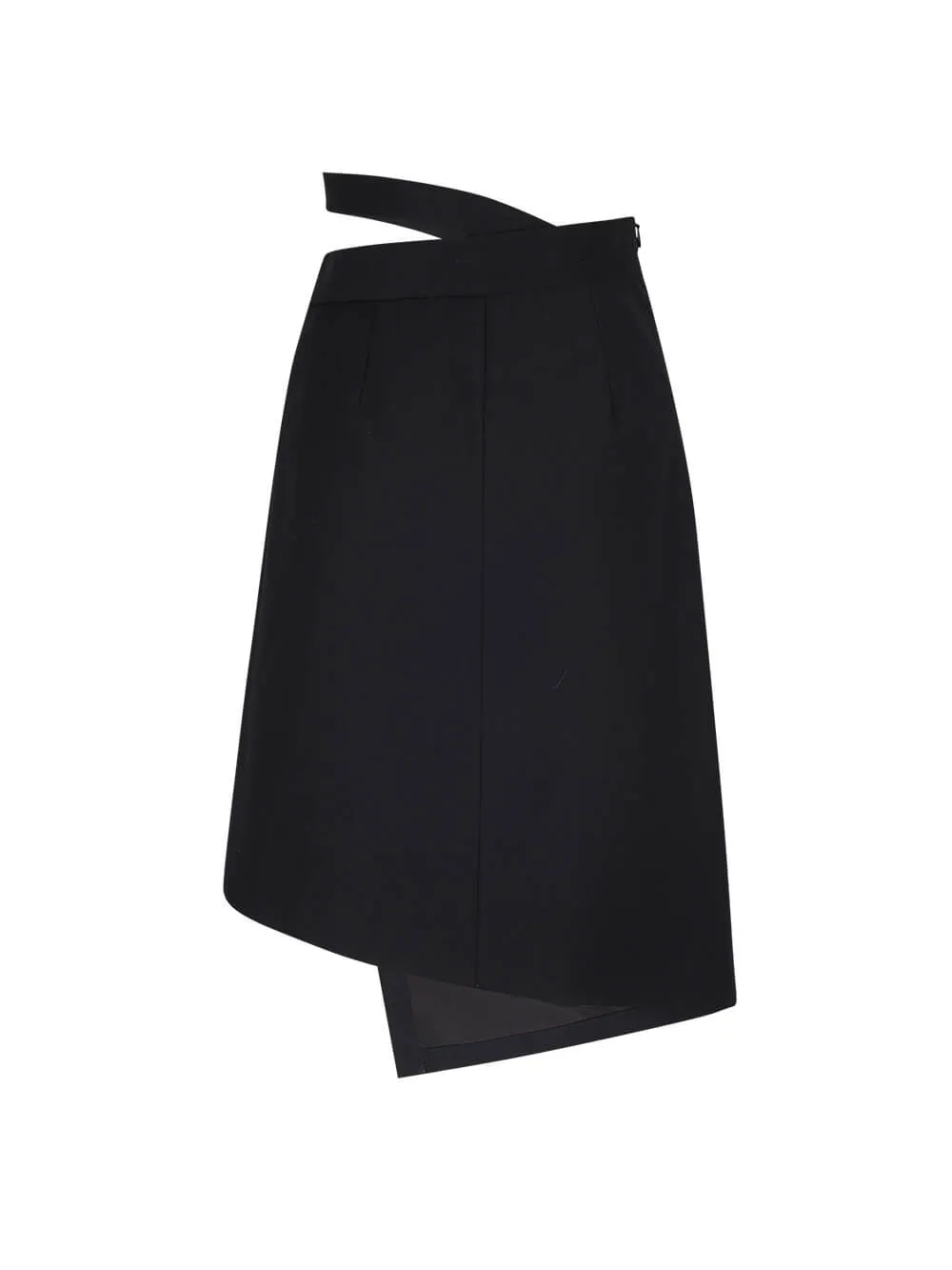 MUKZIN Mid-Length Asymmetric Black Skirt