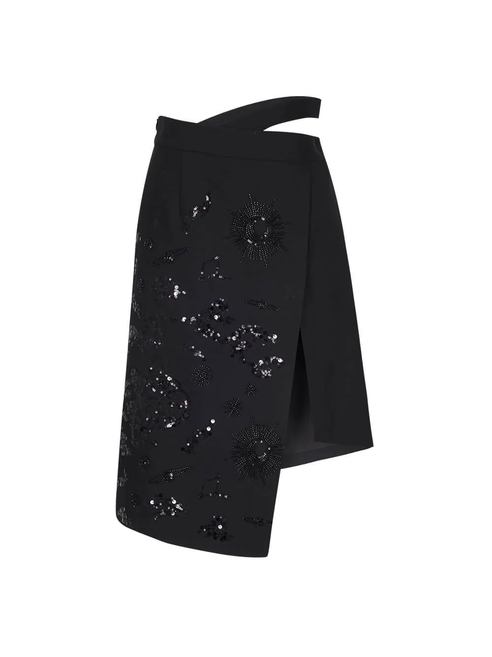 MUKZIN Mid-Length Asymmetric Black Skirt