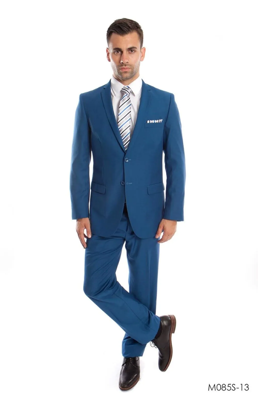 New Cobalt Blue Slim Fit 2 Piece Suit by Tazio