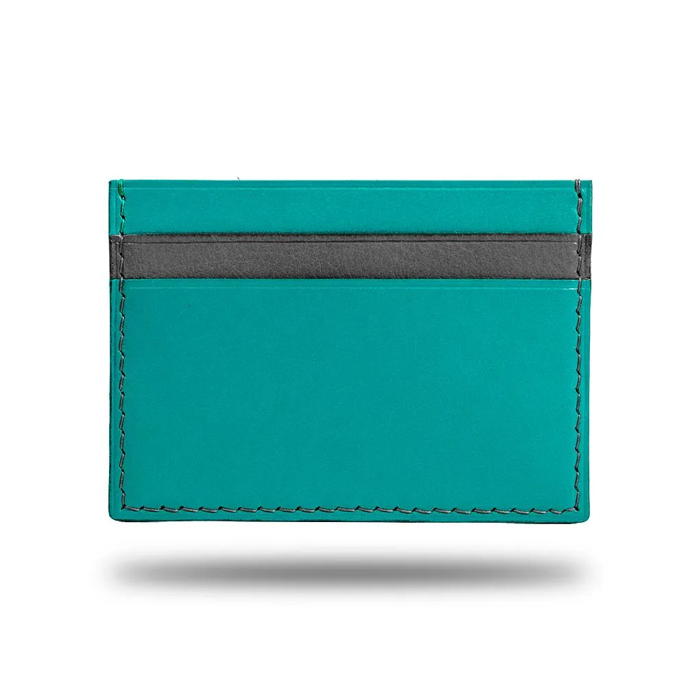 Ocean Blue & Pebble Gray Leather Slim Cardholder