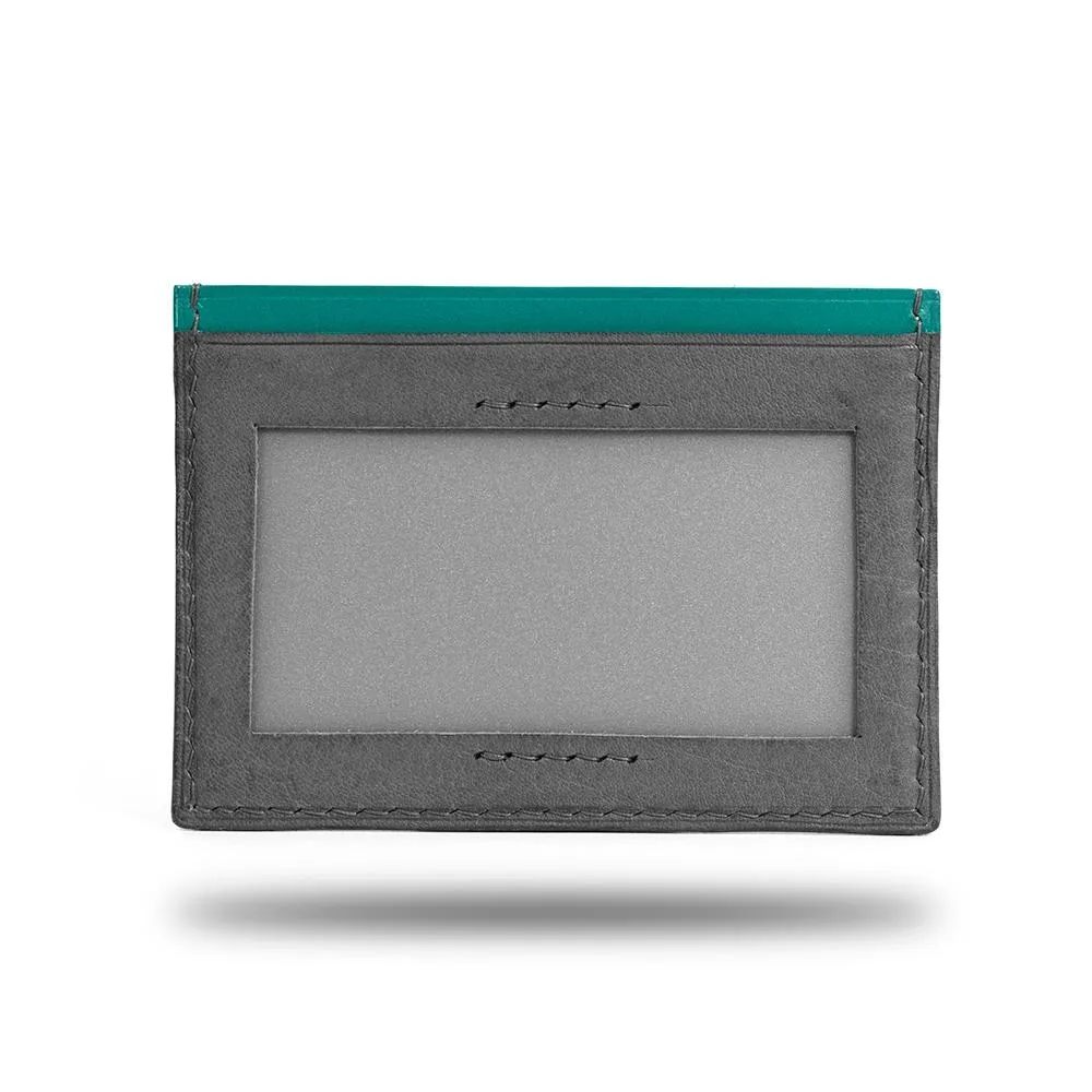 Ocean Blue & Pebble Gray Leather Slim Cardholder