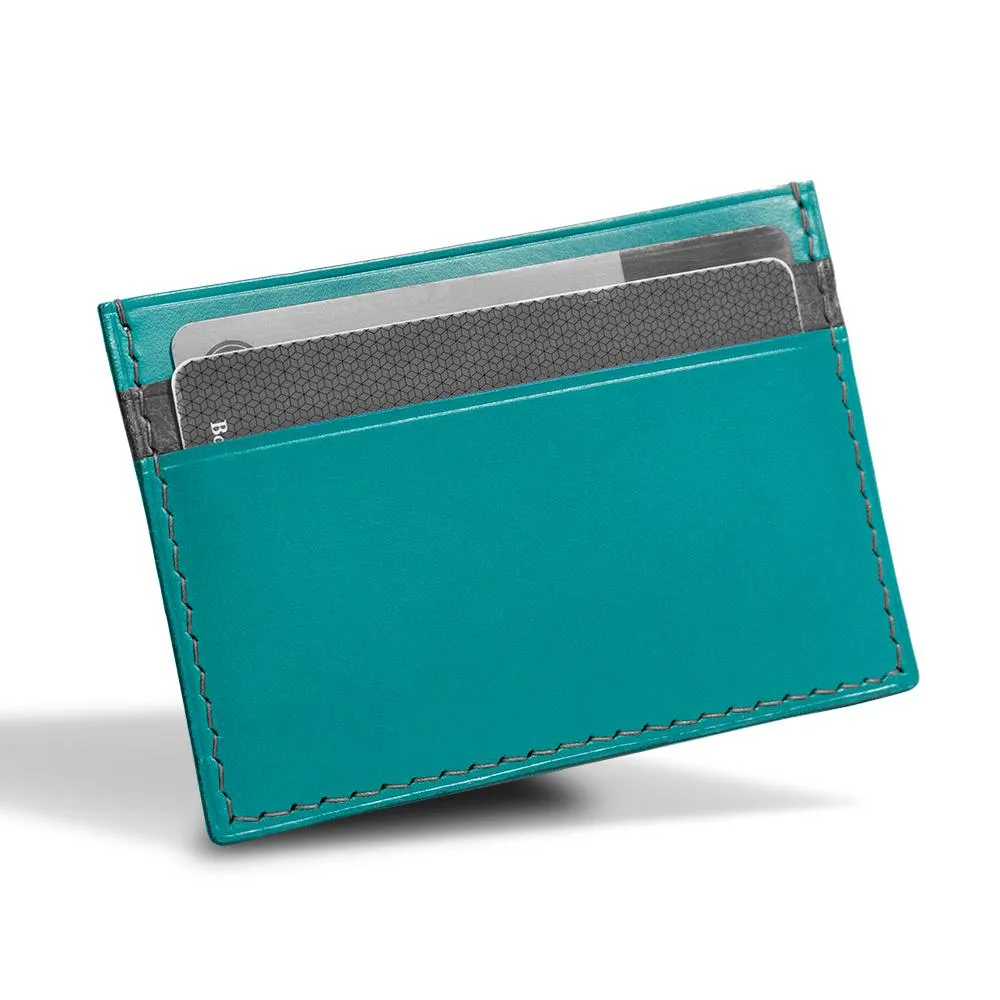 Ocean Blue & Pebble Gray Leather Slim Cardholder