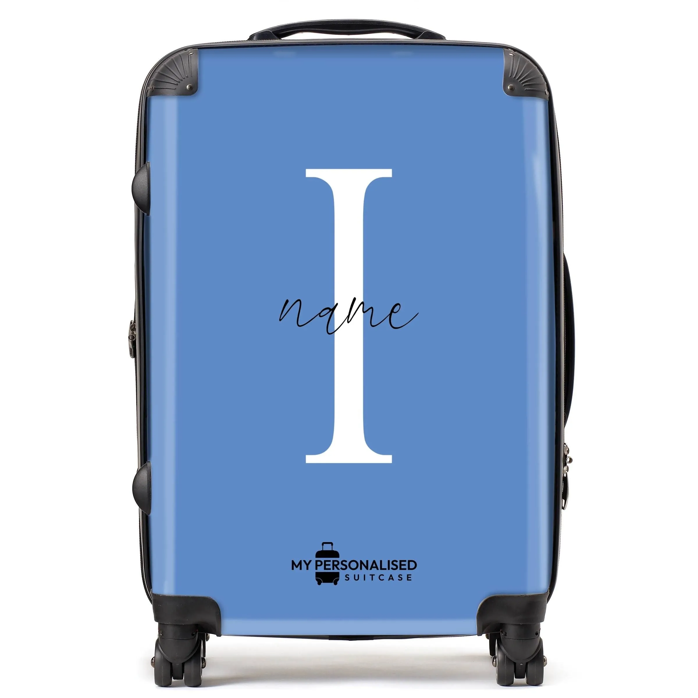 Personalised Nude Blue Suitcase