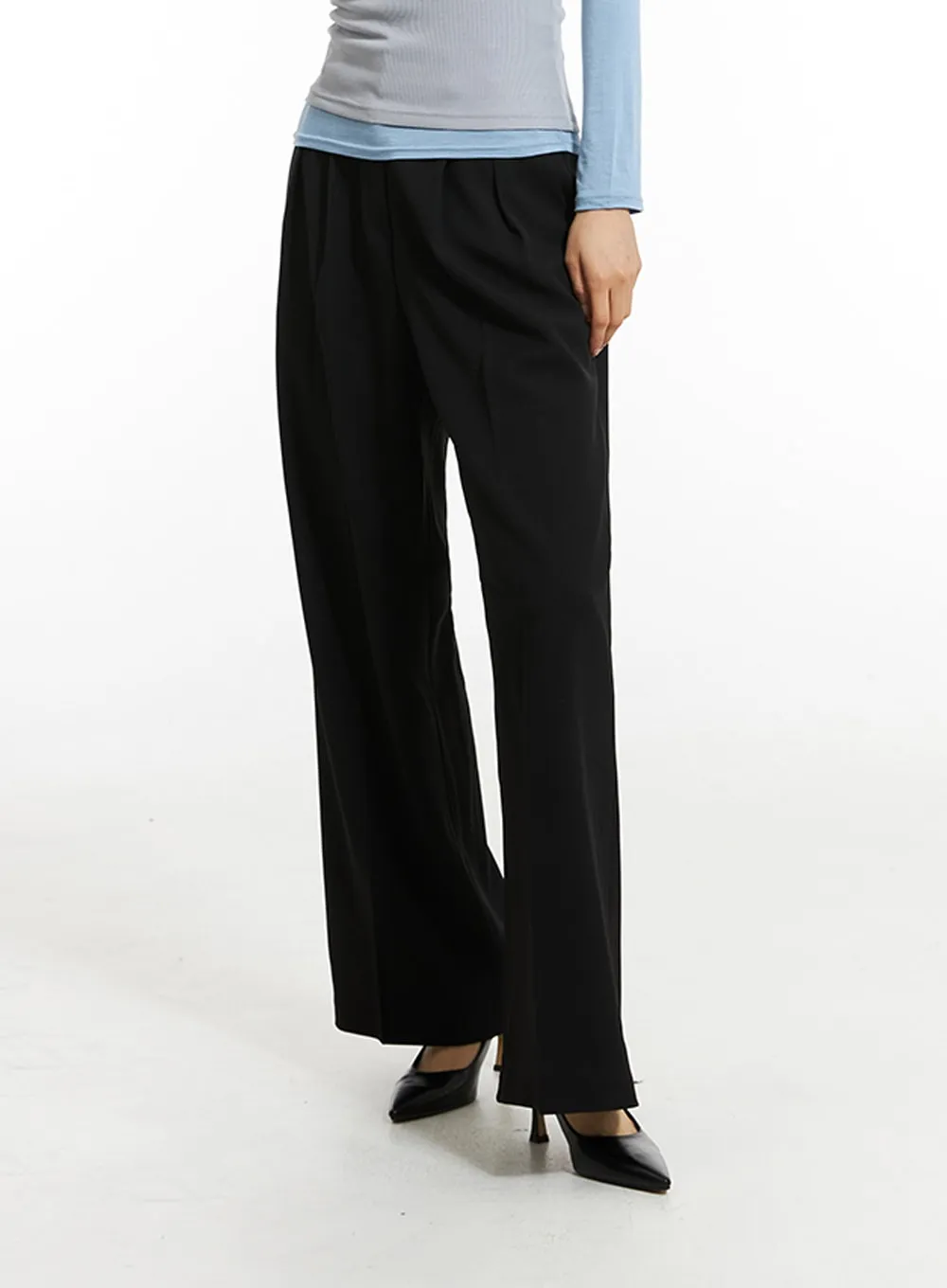 Pintuck Straight Leg Pants IN308