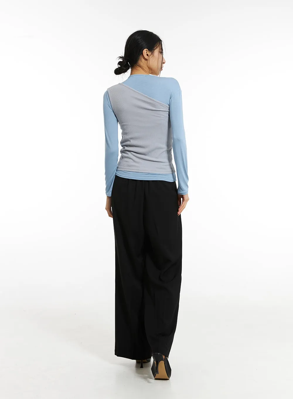 Pintuck Straight Leg Pants IN308