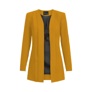 Rebel Stretch Pleated Blazer - Mustard Gold