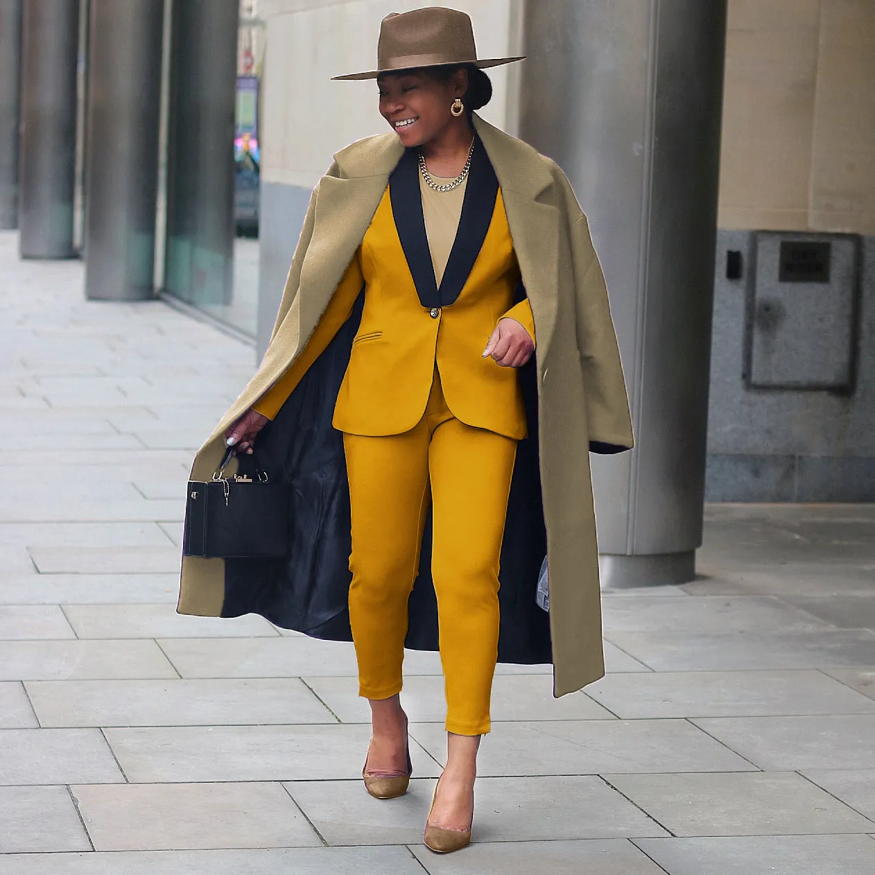 Rebellious Stretch Boss Blazer - Mustard Gold