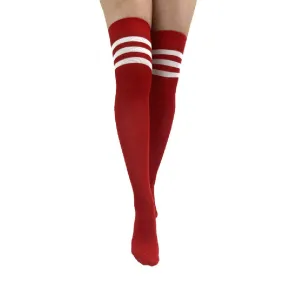 Referee Over The Knee Socks Red/White