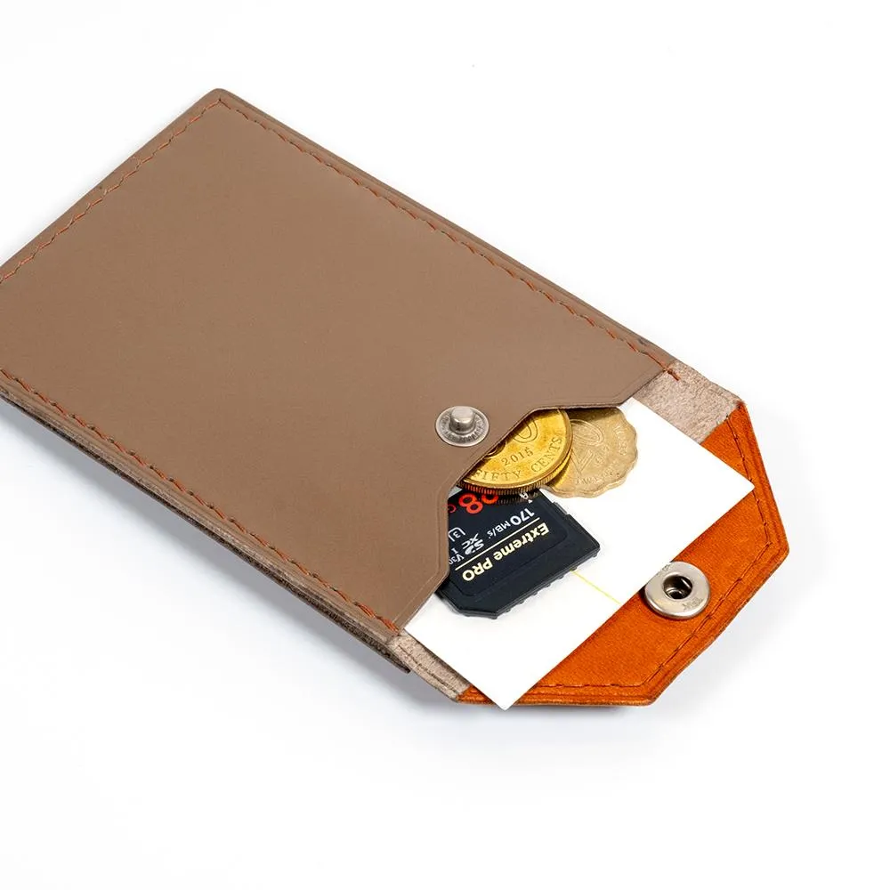 Sage Green & Walnut Brown Leather Envelop Style Cardholder